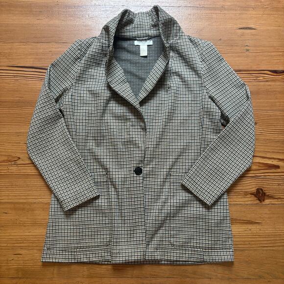 H&M Jackets & Blazers - H&M brown tweed houndstooth one button womens blazer SIZE 10